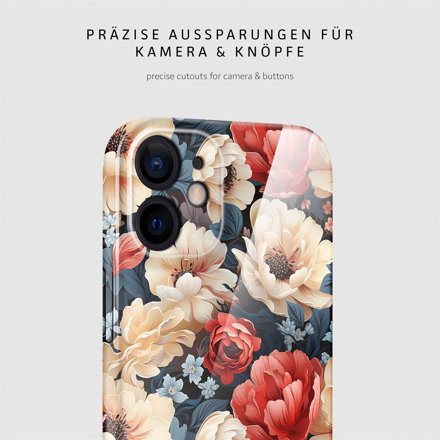 Flower Cover für iPhone 12 in der Farbe Mystic Flora (Rot)