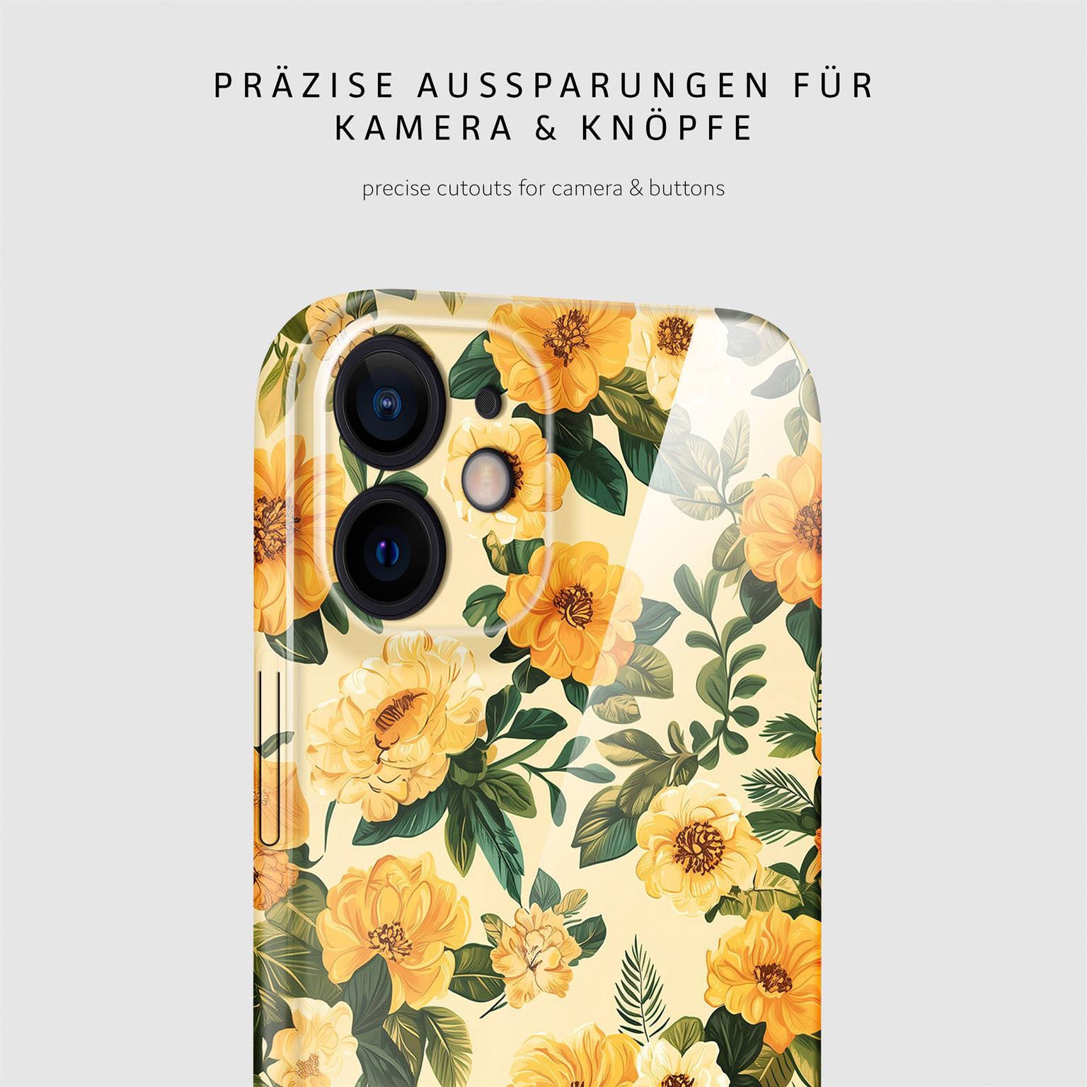 Flower Cover für iPhone 12 in der Farbe Sunny Melody (Gelb)