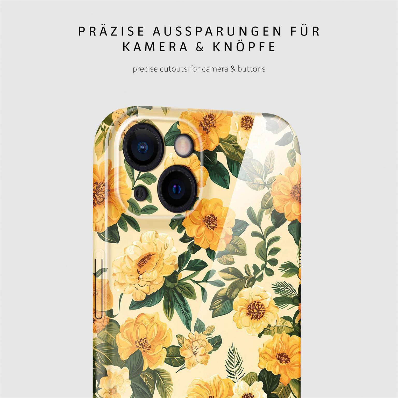 Flower Cover für iPhone 13 in der Farbe Sunny Melody (Gelb)