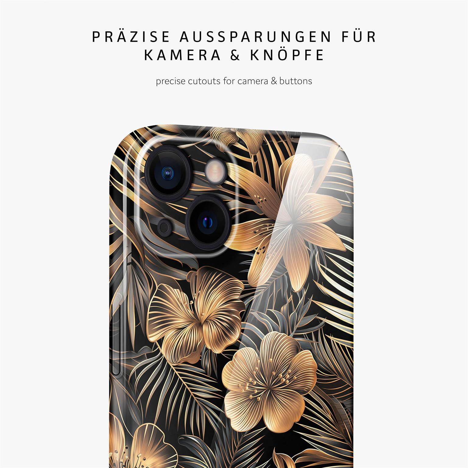 Flower Cover für iPhone 13 in der Farbe Exotic Glow (Gold)