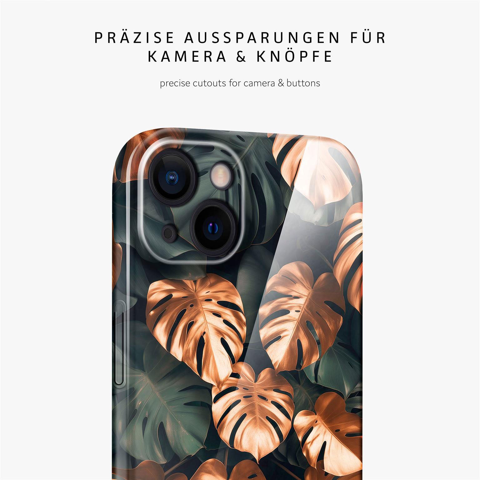 Flower Cover für iPhone 13 in der Farbe Tropical Touch (Gold)