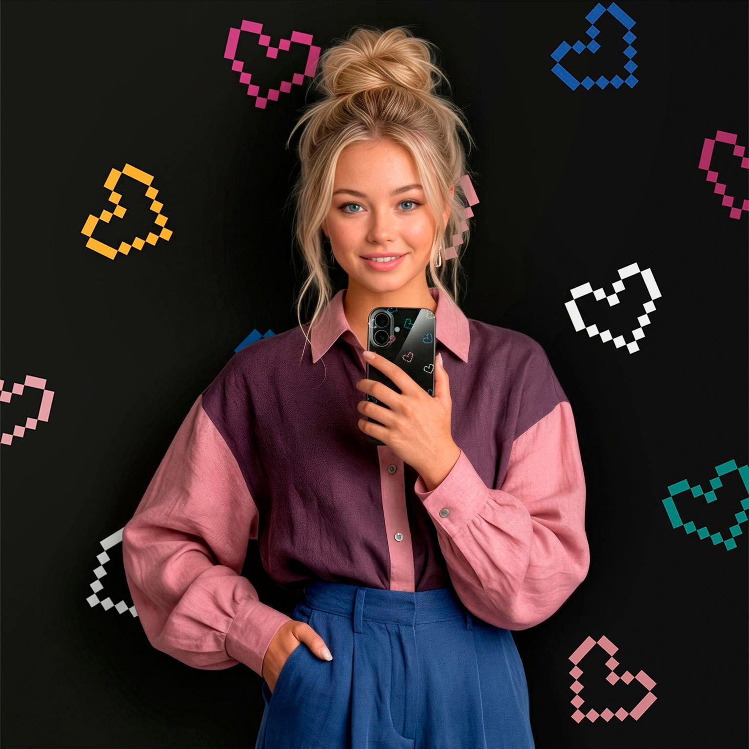 Splash Case für iPhone 13 in der Farbe Retro Heartbeat (Schwarz)