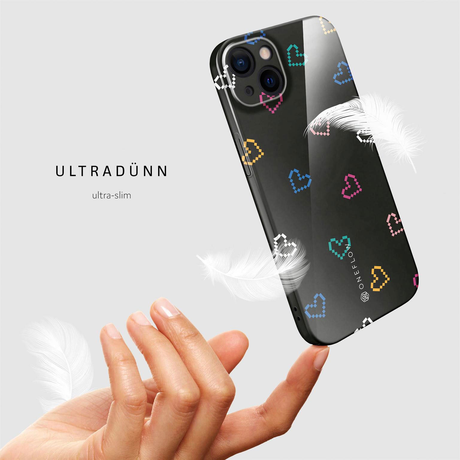 Splash Case für iPhone 13 in der Farbe Retro Heartbeat (Schwarz)