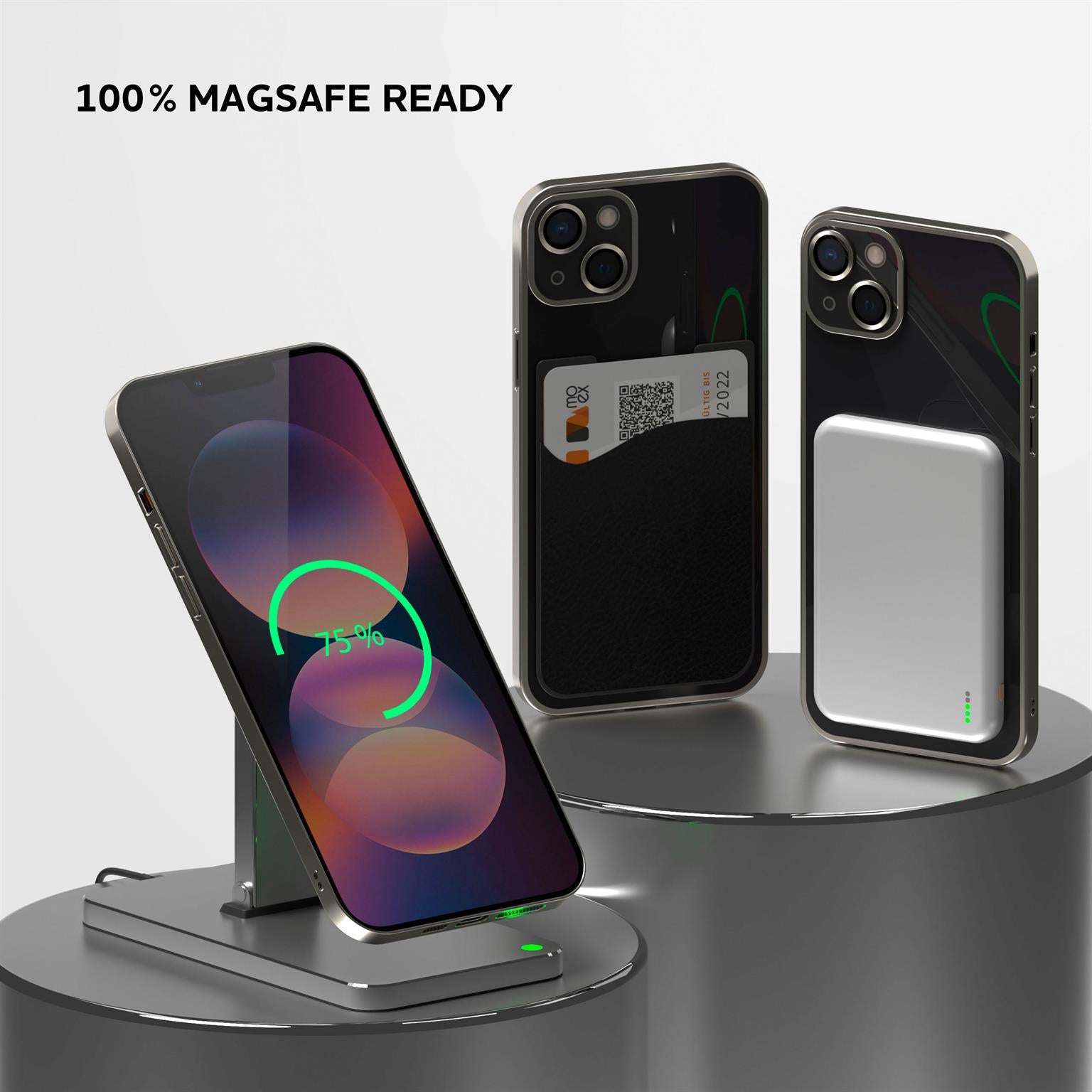 Aura Case für iPhone 14 in der Farbe Titan Glow (Silber)