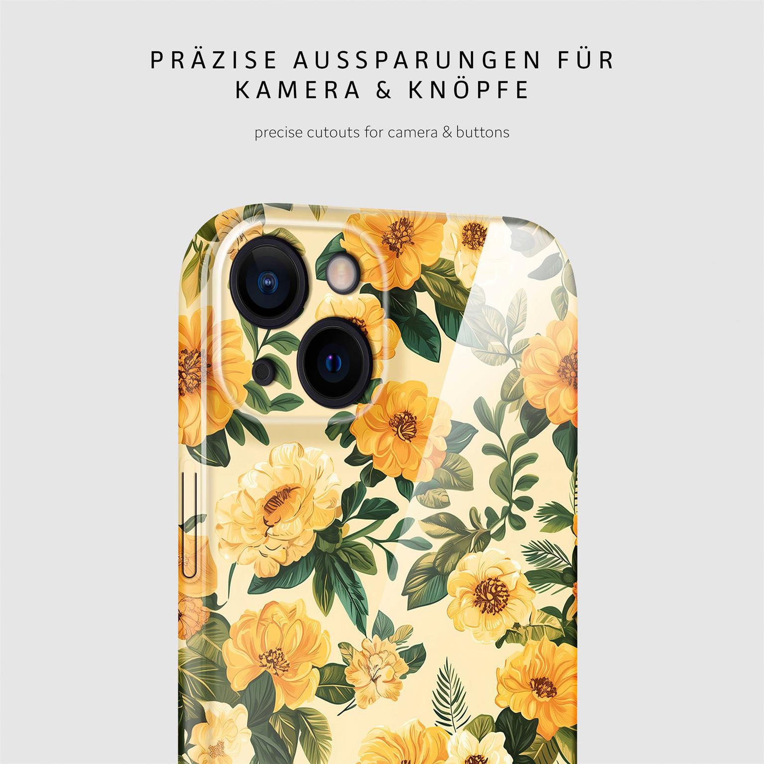 Flower Cover für iPhone 14 in der Farbe Sunny Melody (Gelb)