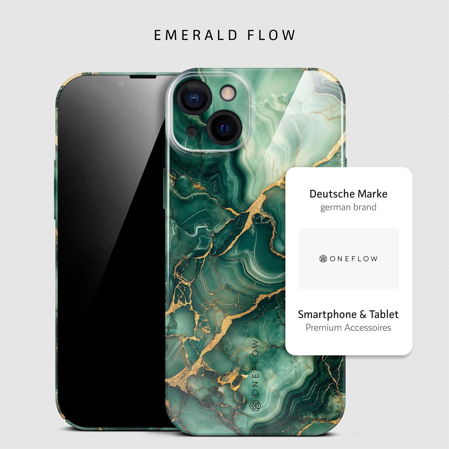 Bliss Cover für iPhone 14 in der Farbe Emerald Flow (Grün)