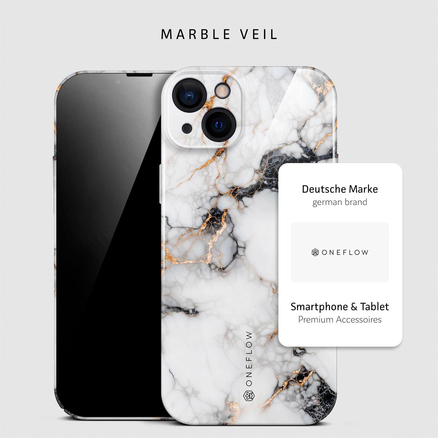 Bliss Cover für iPhone 14 in der Farbe Marble Veil (Weiß)