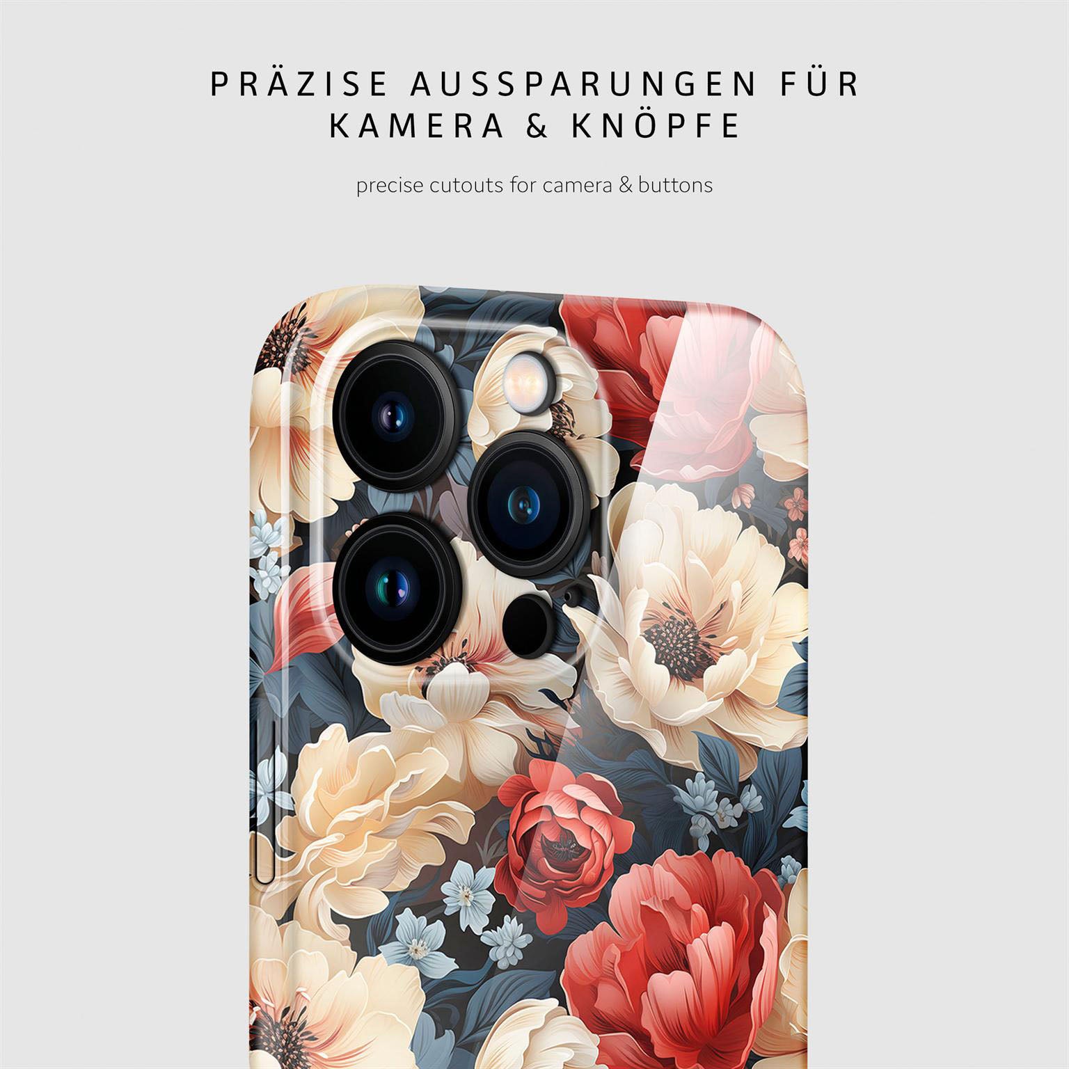 Flower Cover für iPhone 14 Pro in der Farbe Mystic Flora (Rot)