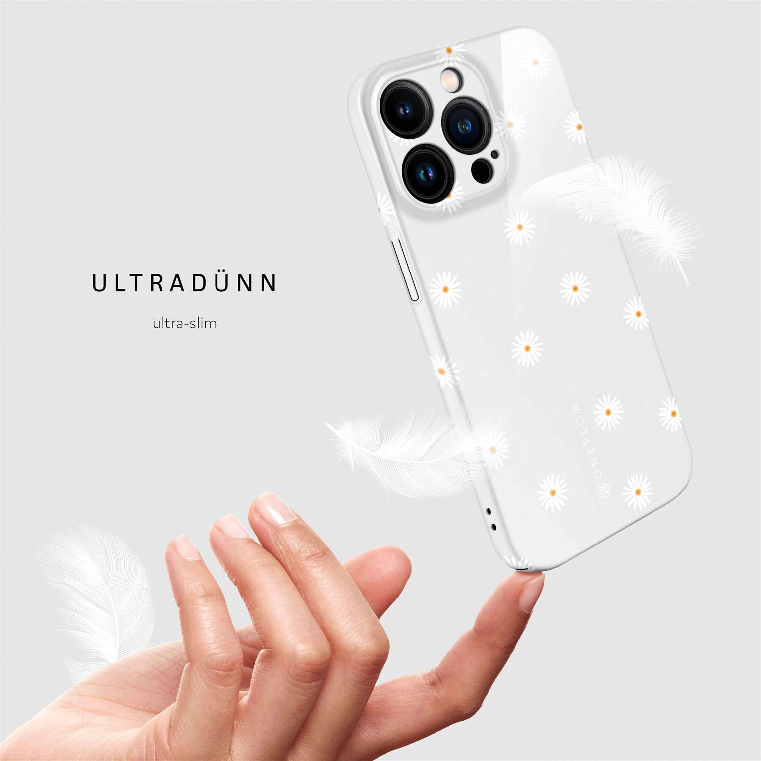 Splash Case für iPhone 14 Pro in der Farbe Daisy Delight (Weiß)