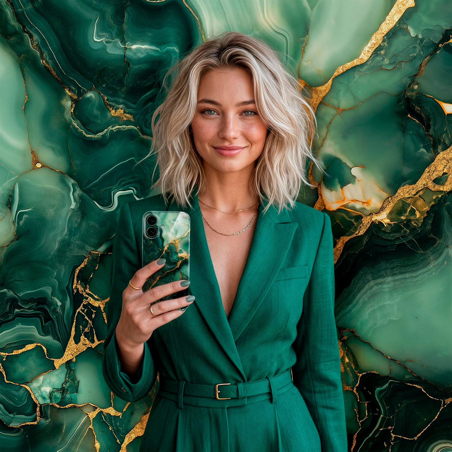 Bliss Cover für iPhone 14 Pro in der Farbe Emerald Flow (Grün)