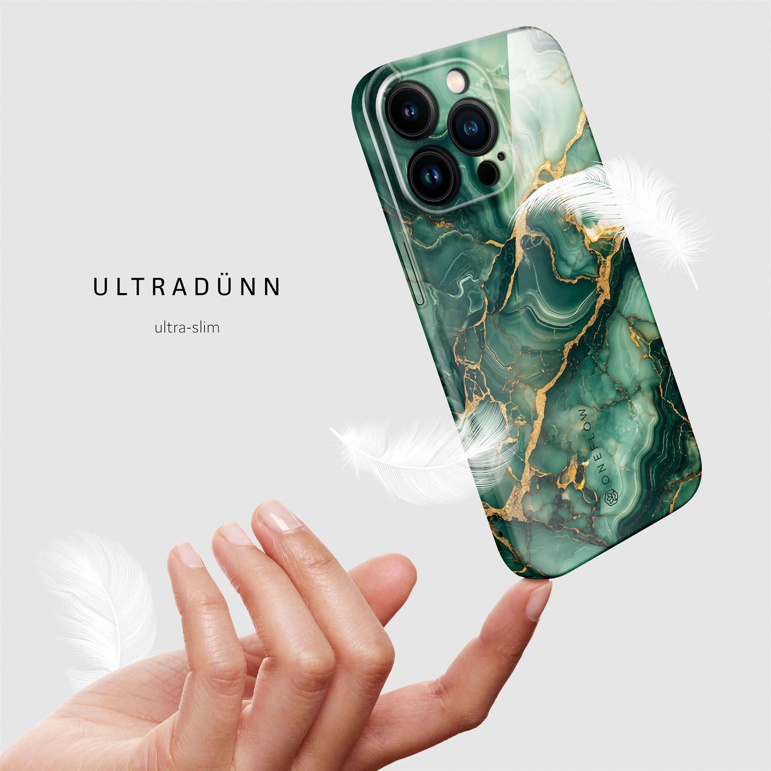 Bliss Cover für iPhone 14 Pro in der Farbe Emerald Flow (Grün)