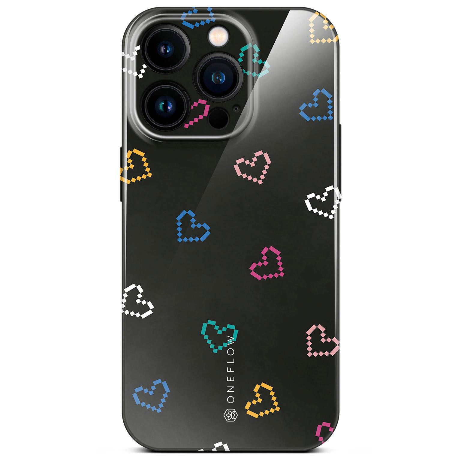 Splash Case für iPhone 14 Pro in der Farbe Retro Heartbeat (Schwarz)