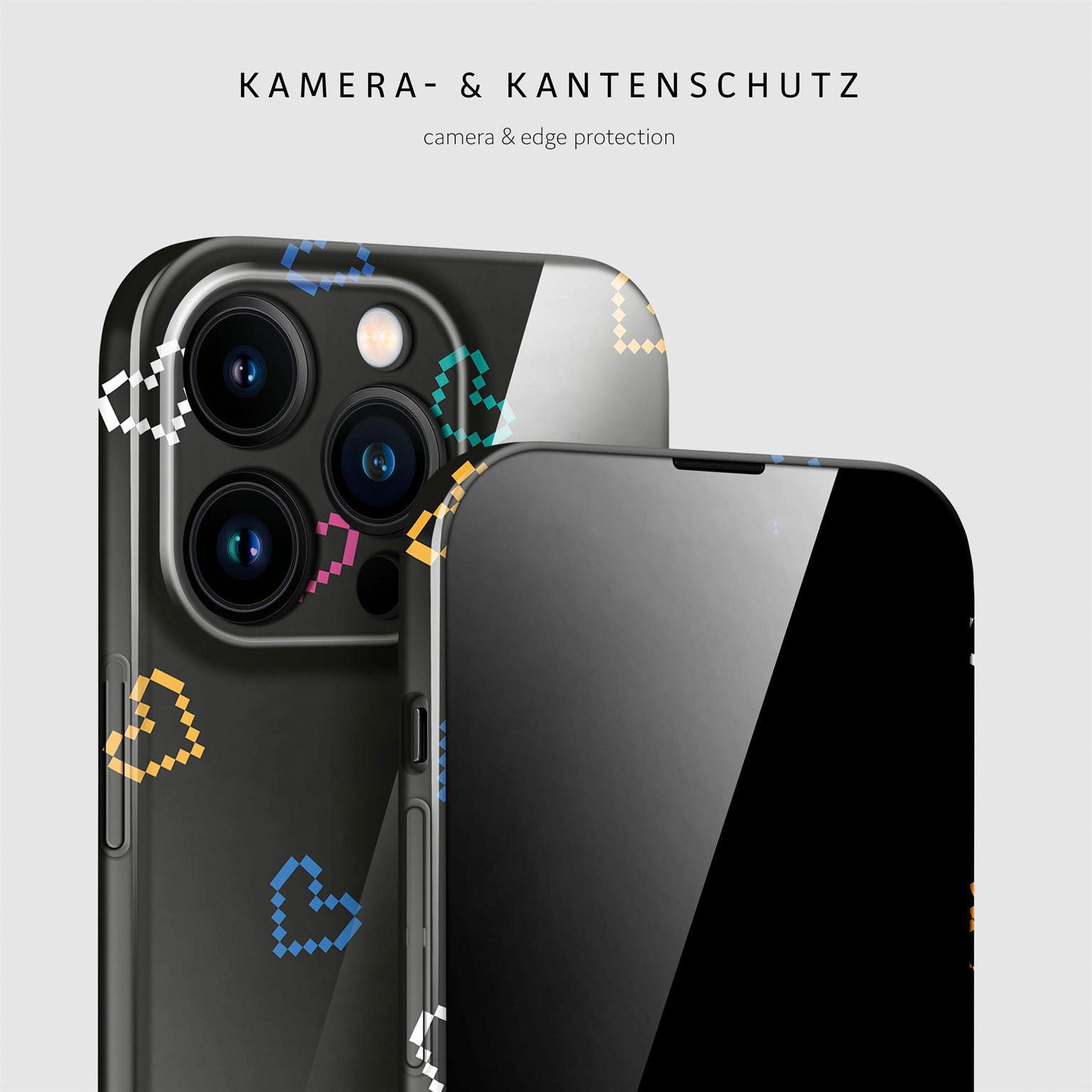 Splash Case für iPhone 14 Pro in der Farbe Retro Heartbeat (Schwarz)
