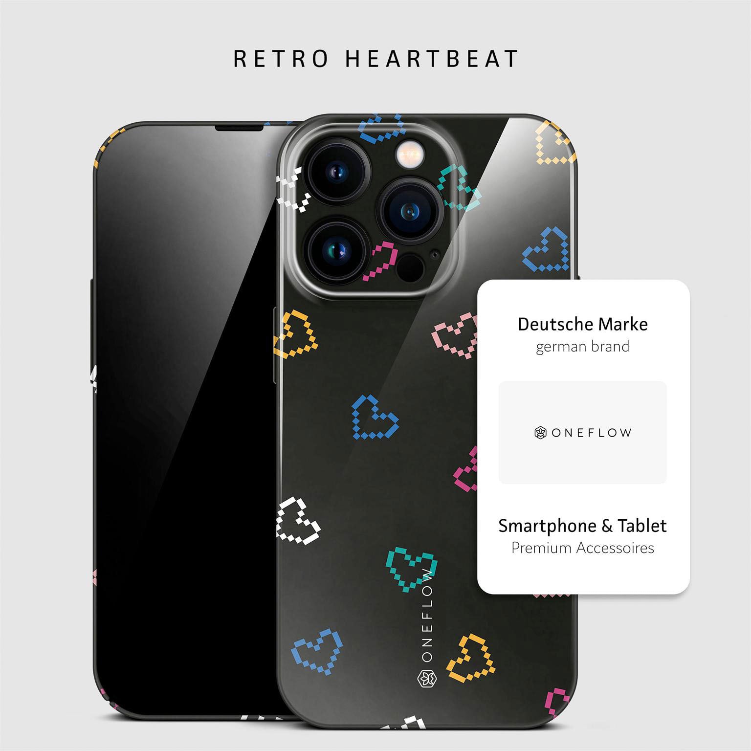 Splash Case für iPhone 14 Pro in der Farbe Retro Heartbeat (Schwarz)
