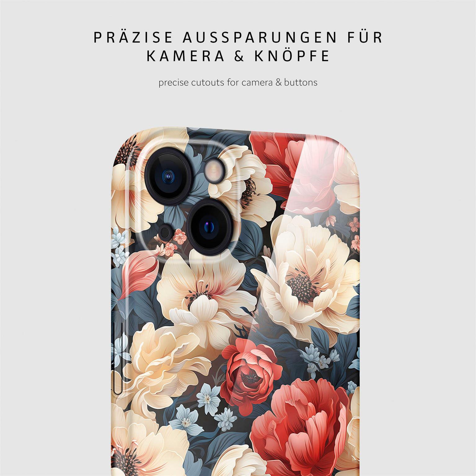 Flower Cover für iPhone 15 in der Farbe Mystic Flora (Rot)