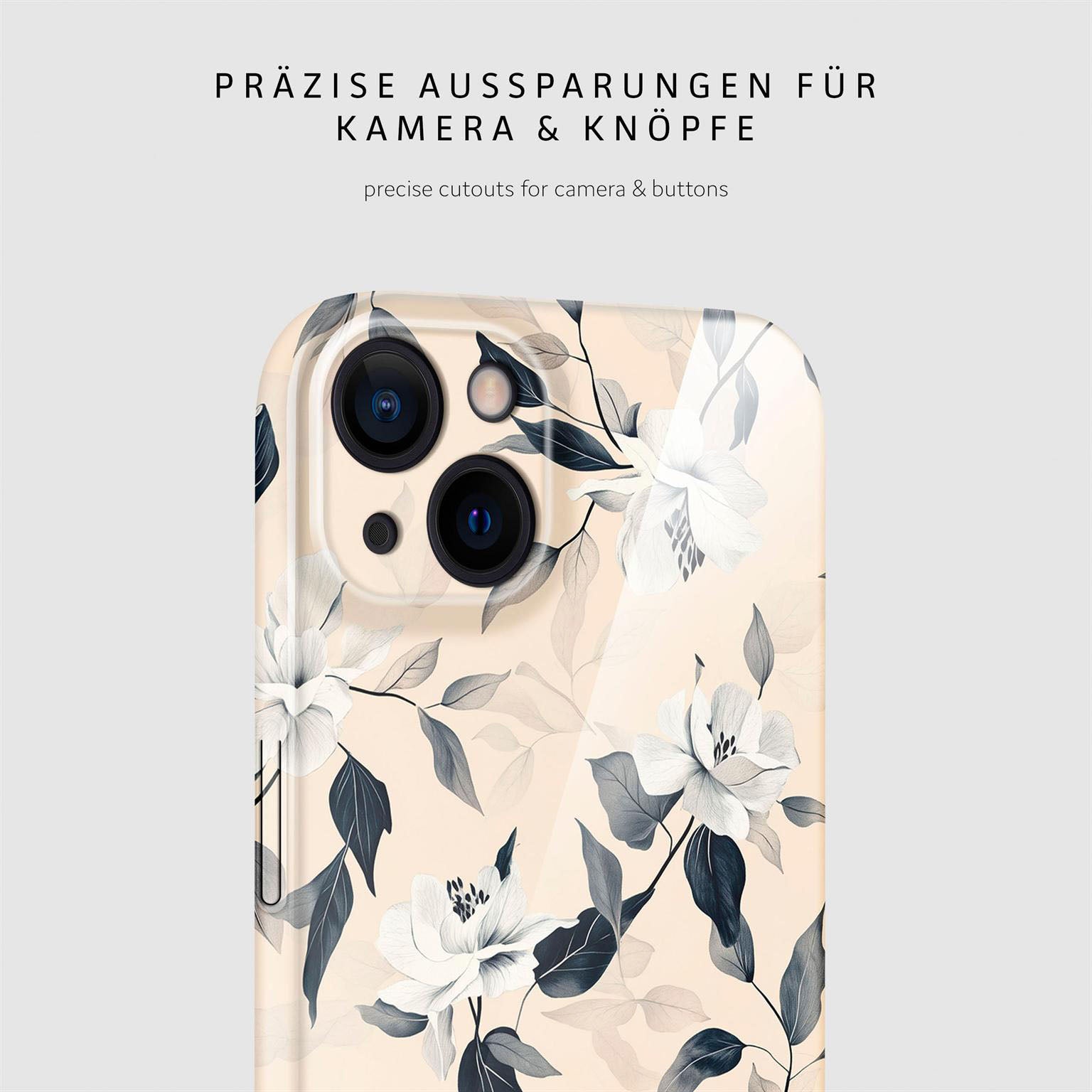 Flower Cover für iPhone 15 in der Farbe Eternal Garden (Blau)
