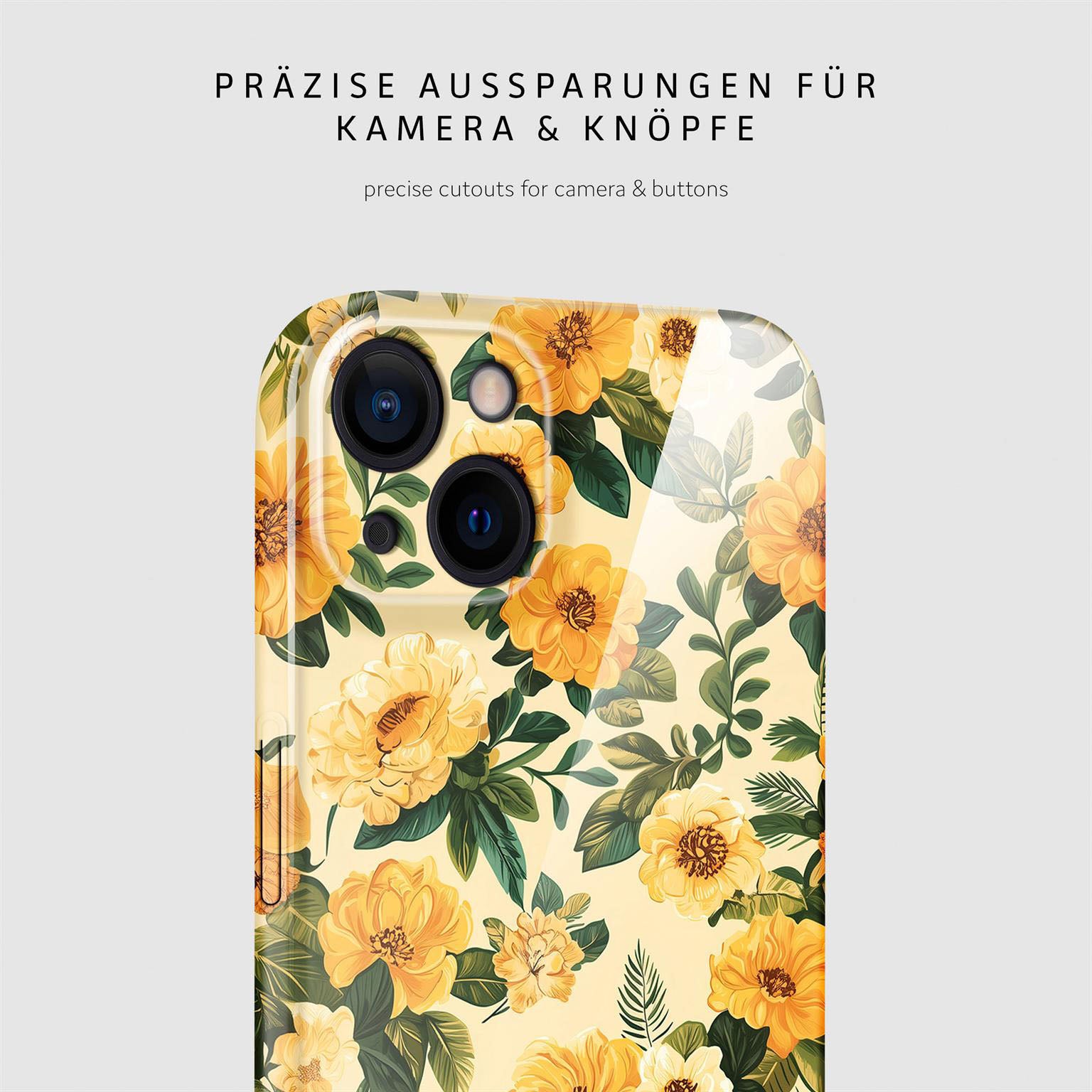 Flower Cover für iPhone 15 in der Farbe Sunny Melody (Gelb)