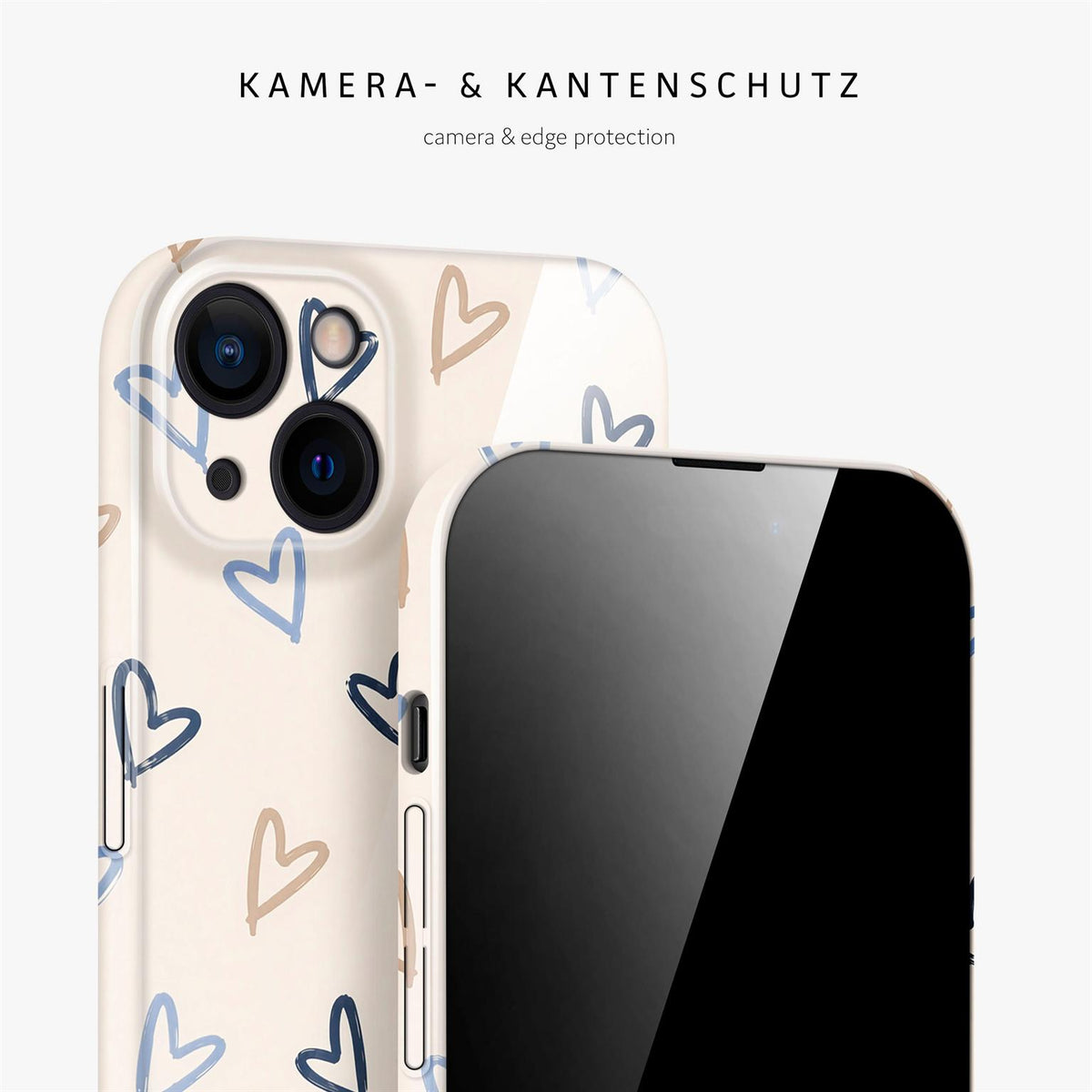 Splash Case für iPhone 15 in der Farbe Denim Doodles (Braun / Beige)