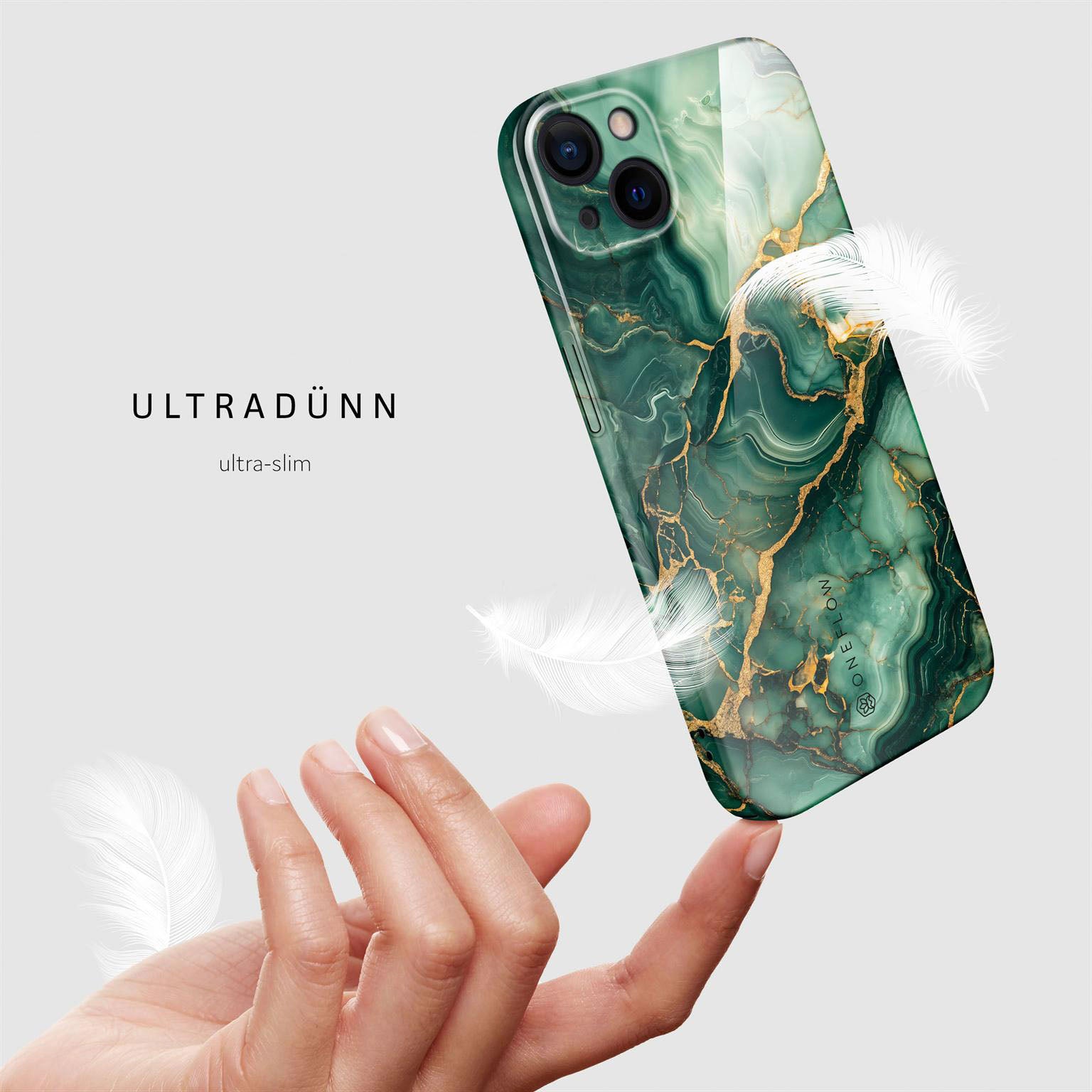 Bliss Cover für iPhone 15 in der Farbe Emerald Flow (Grün)