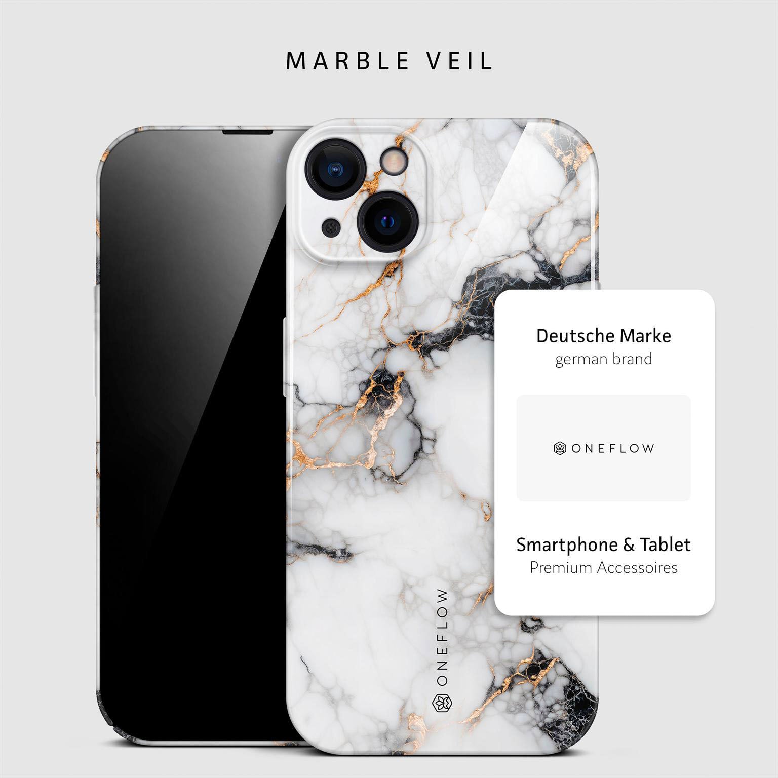 Bliss Cover für iPhone 15 in der Farbe Marble Veil (Weiß)