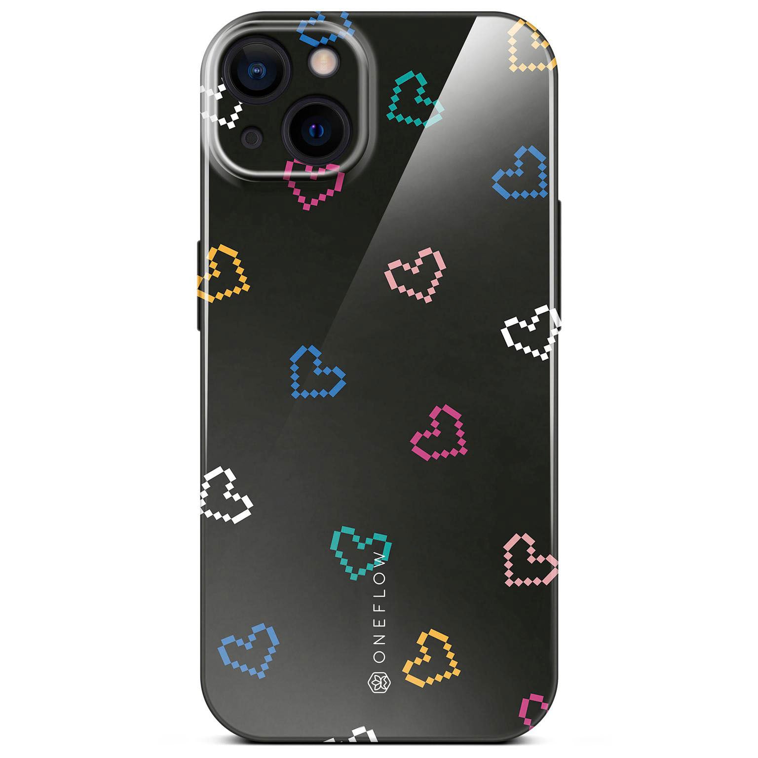 Splash Case für iPhone 15 in der Farbe Retro Heartbeat (Schwarz)