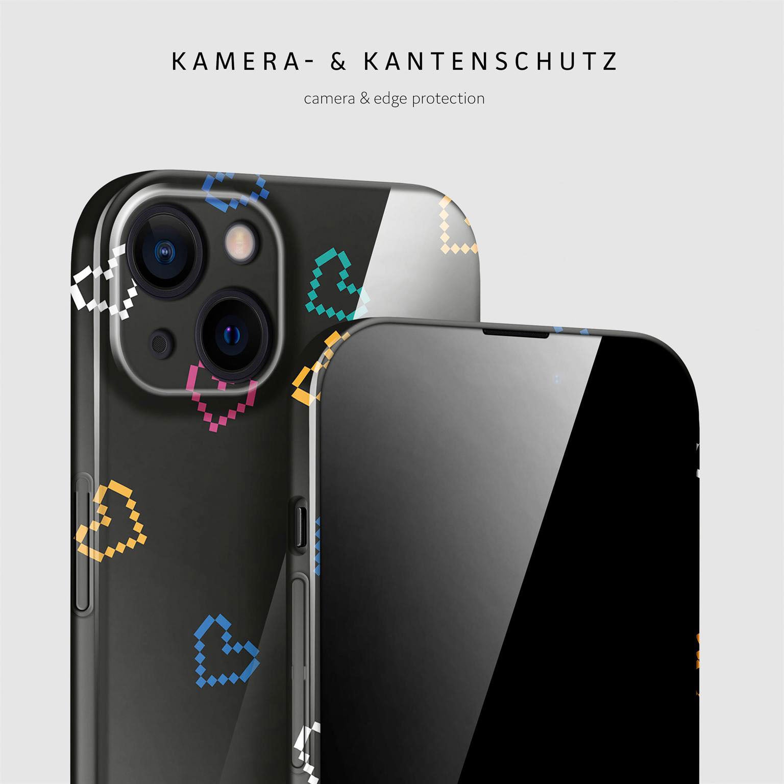 Splash Case für iPhone 15 in der Farbe Retro Heartbeat (Schwarz)