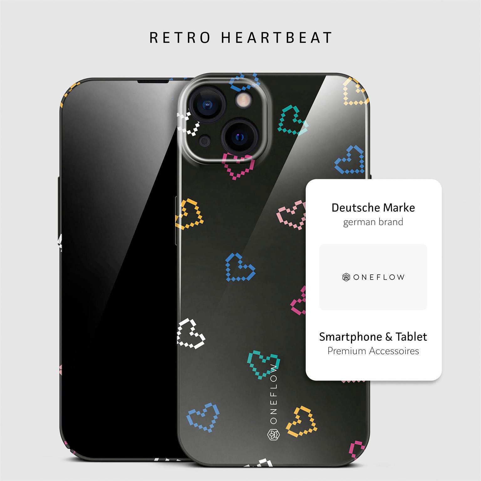 Splash Case für iPhone 15 in der Farbe Retro Heartbeat (Schwarz)