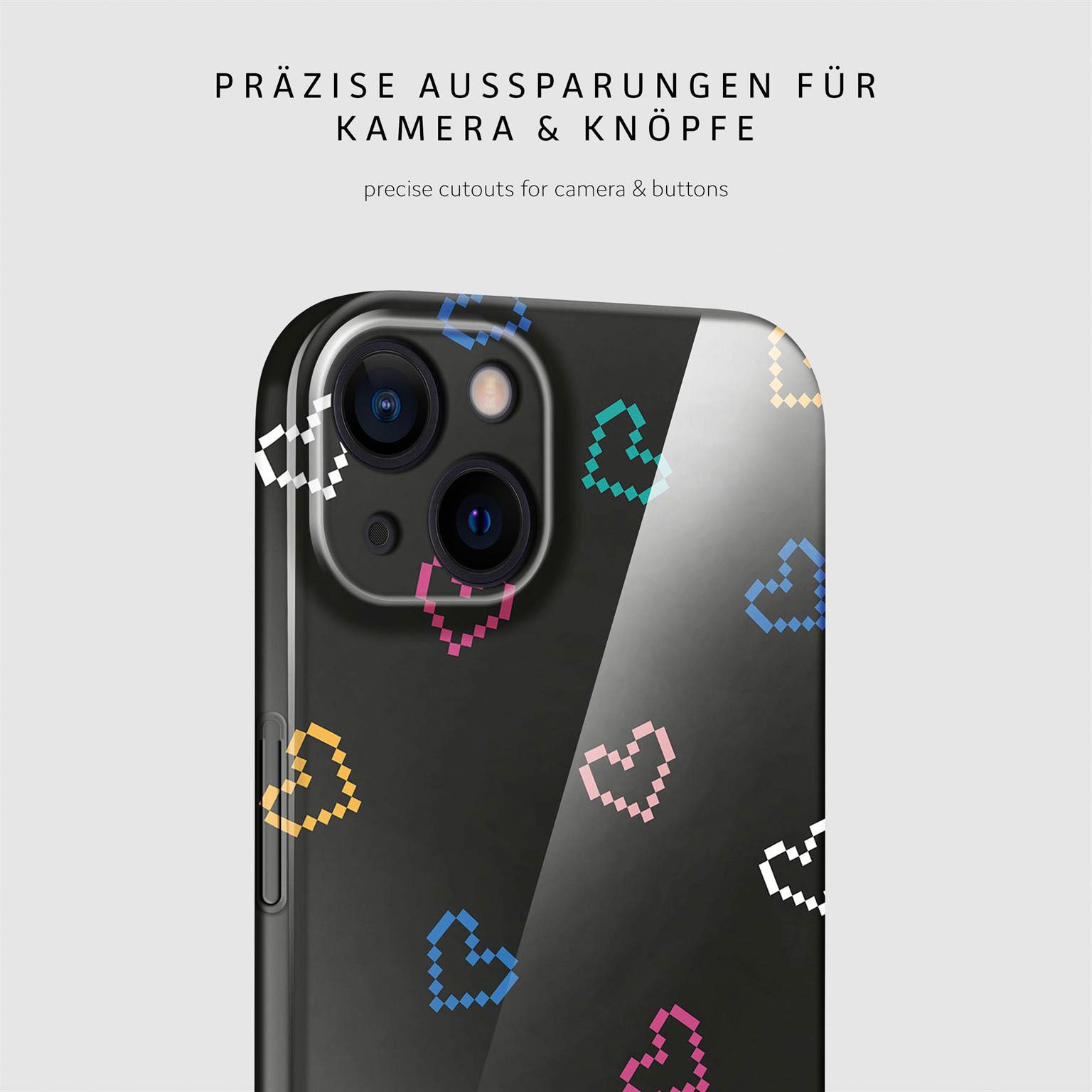 Splash Case für iPhone 15 in der Farbe Retro Heartbeat (Schwarz)