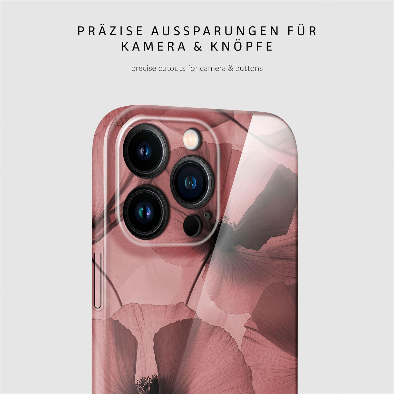 Flower Cover für iPhone 15 Pro in der Farbe Crimson Whisper (Rot)