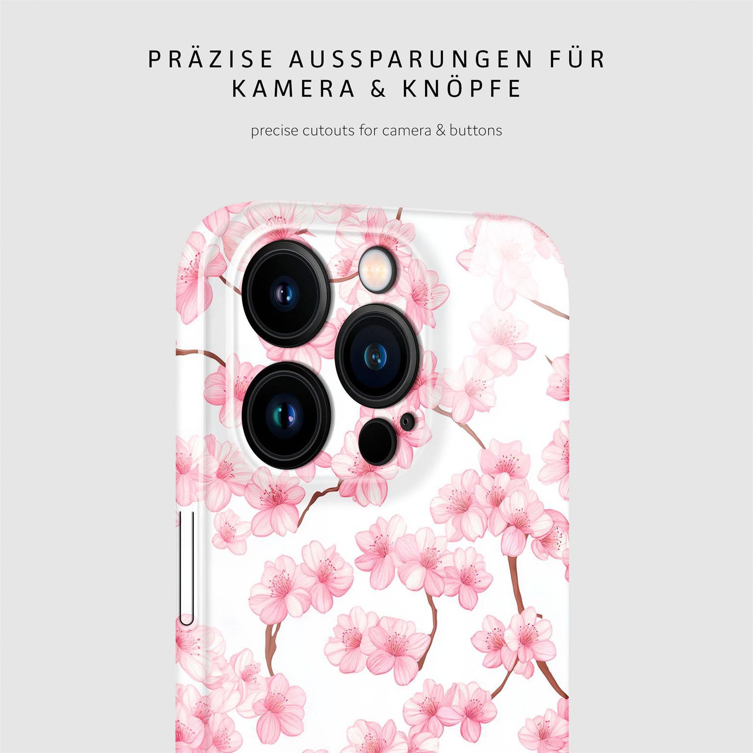 Flower Cover für iPhone 15 Pro in der Farbe Sakura Breeze (Rosa / Pink)