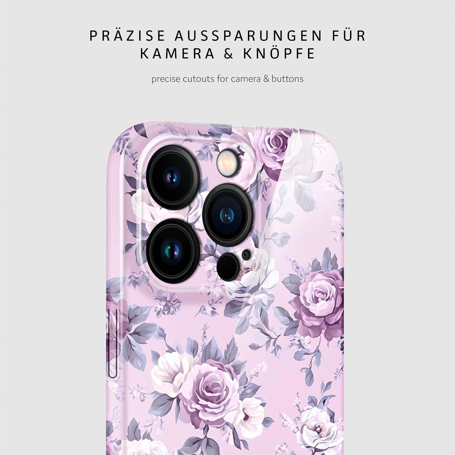 Flower Cover für iPhone 15 Pro in der Farbe Lavender Dream (Lila / Violett)