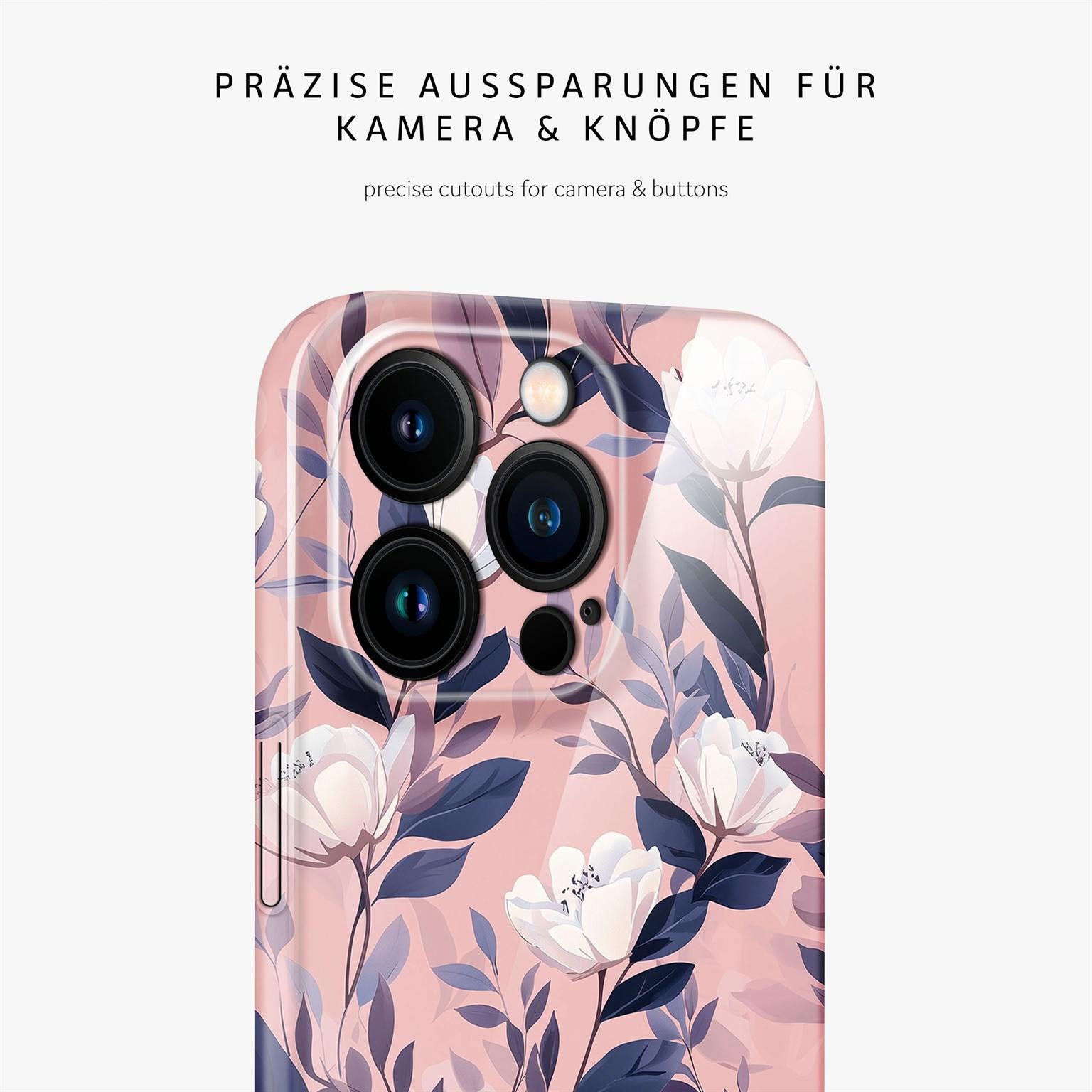 Flower Cover für iPhone 15 Pro in der Farbe Sunset Bloom (Weiß)