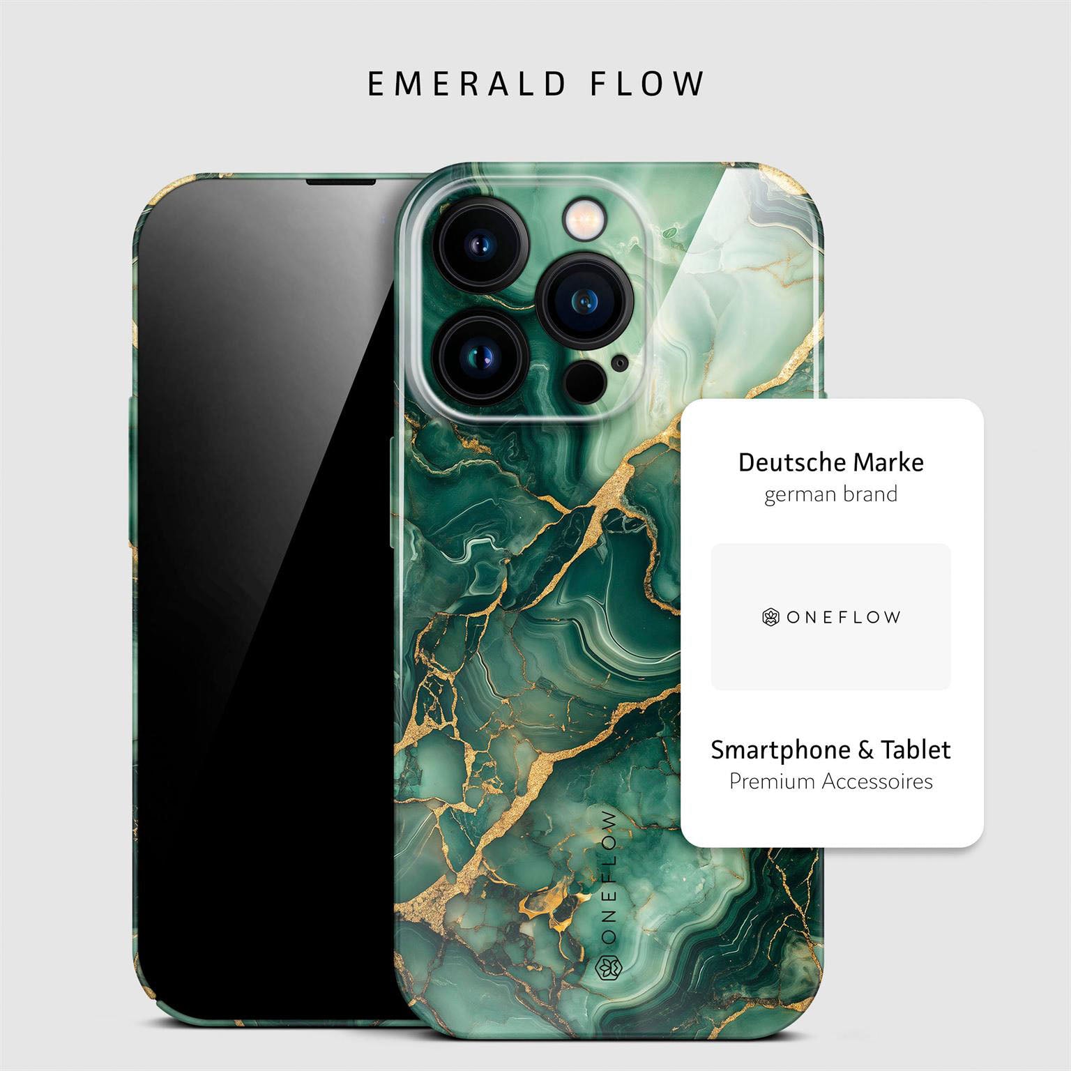 Bliss Cover für iPhone 15 Pro in der Farbe Emerald Flow (Grün)
