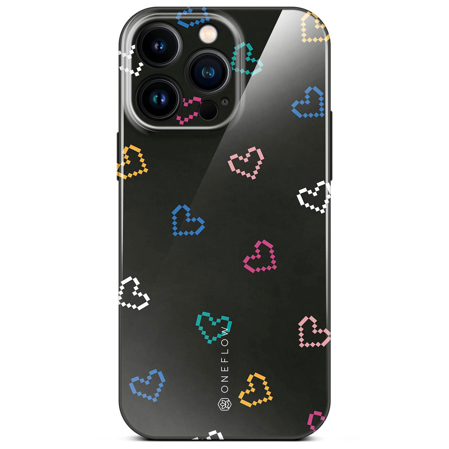 Splash Case für iPhone 15 Pro in der Farbe Retro Heartbeat (Schwarz)
