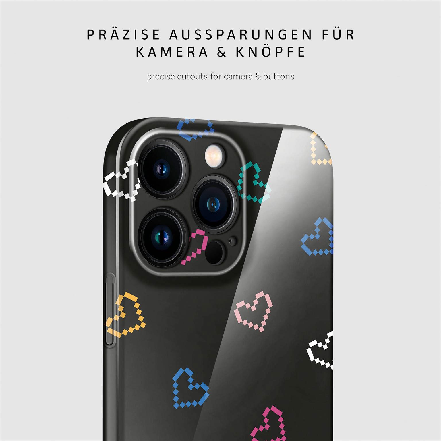 Splash Case für iPhone 15 Pro in der Farbe Retro Heartbeat (Schwarz)