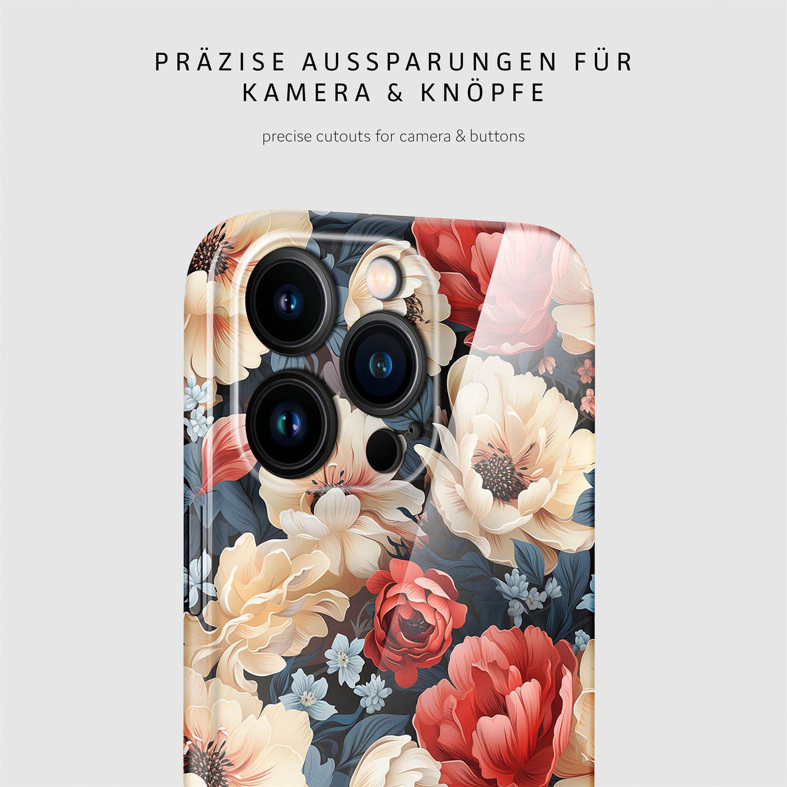 Flower Cover für iPhone 15 Pro Max in der Farbe Mystic Flora (Rot)