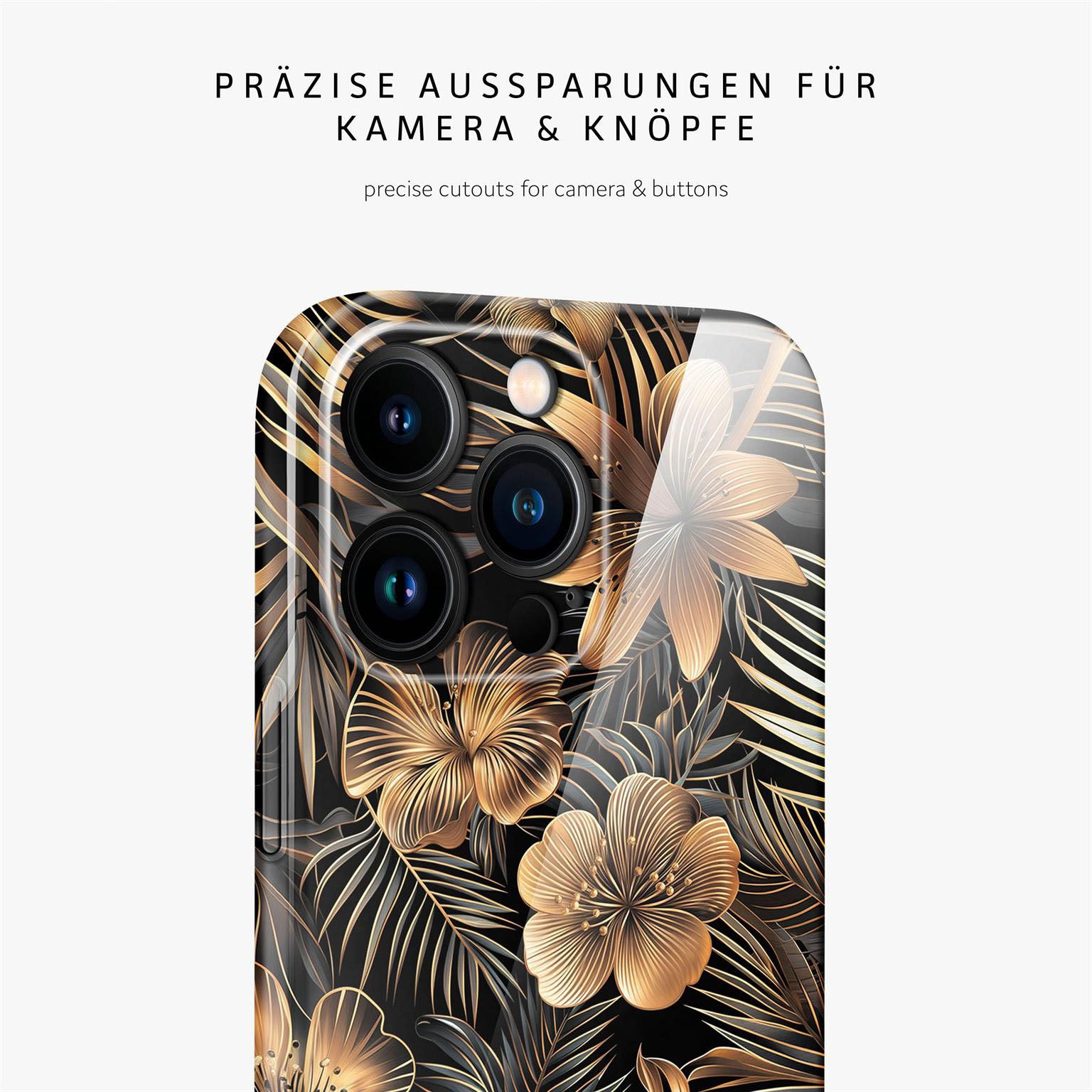 Flower Cover für iPhone 15 Pro Max in der Farbe Exotic Glow (Gold)