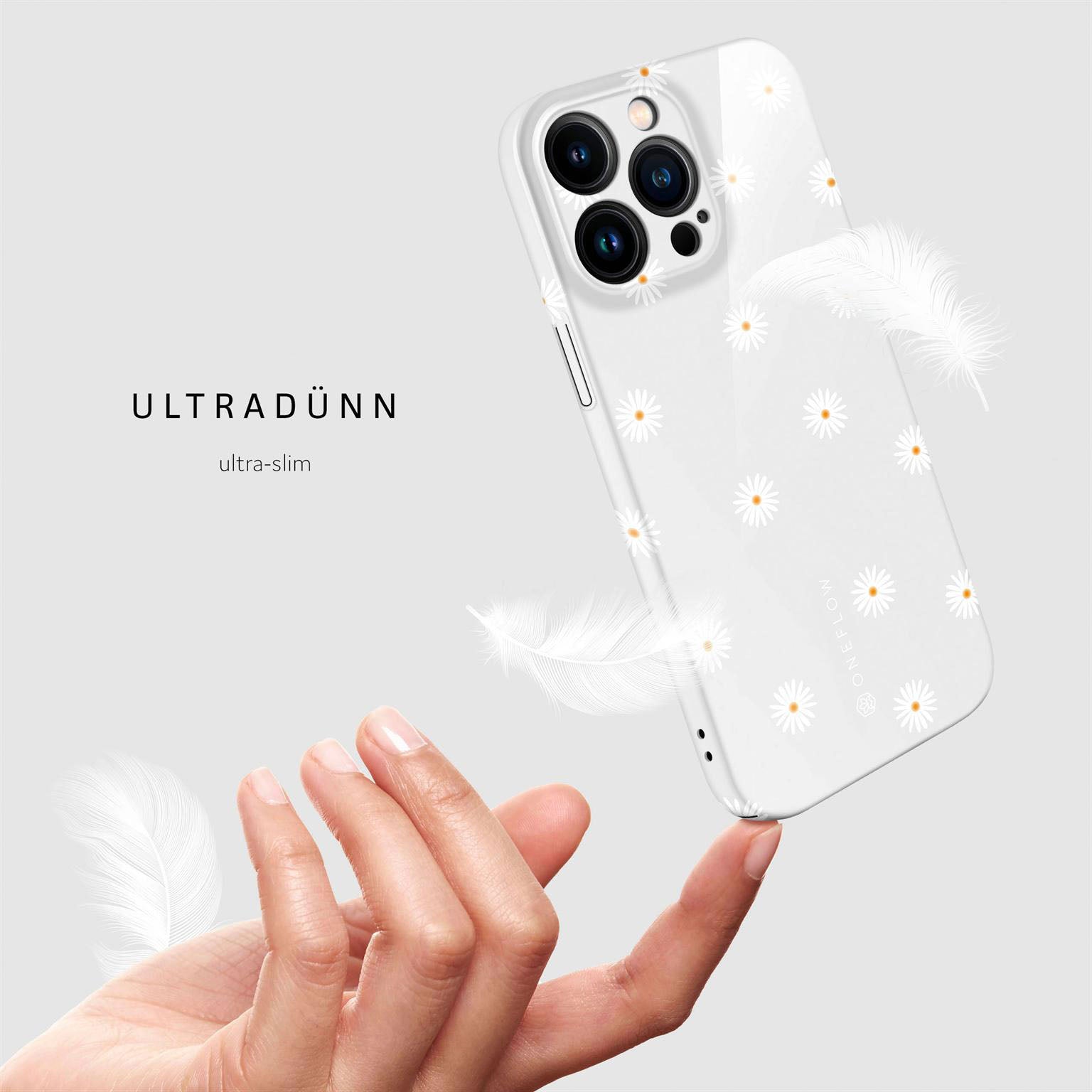 Splash Case für iPhone 15 Pro Max in der Farbe Daisy Delight (Weiß)