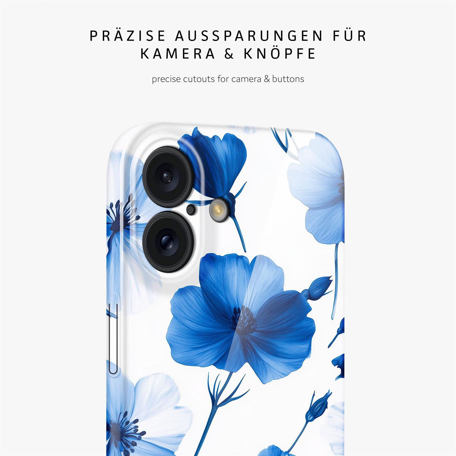 Flower Cover für iPhone 16 in der Farbe Blue Dreamwave (Blau)