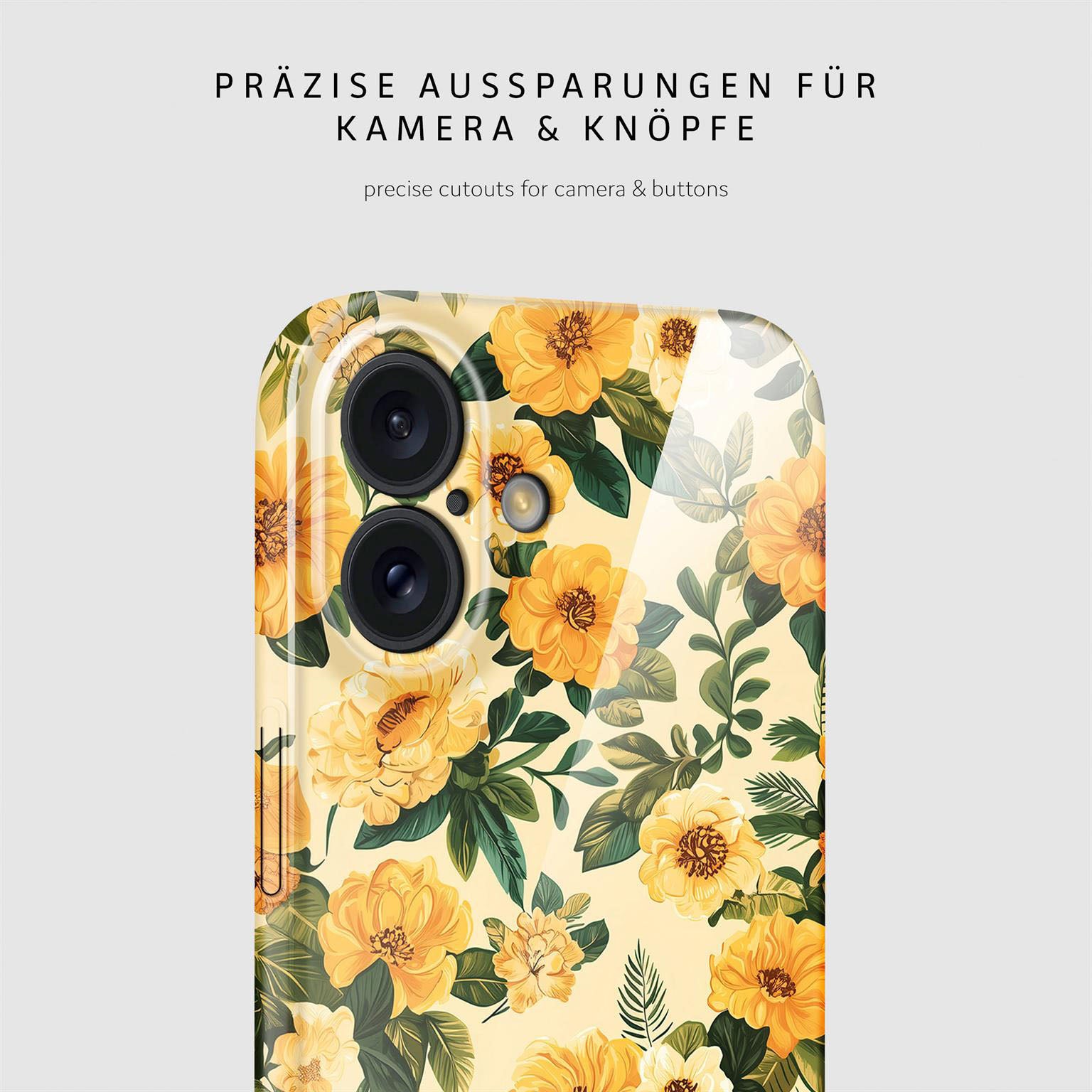 Flower Cover für iPhone 16 in der Farbe Sunny Melody (Gelb)