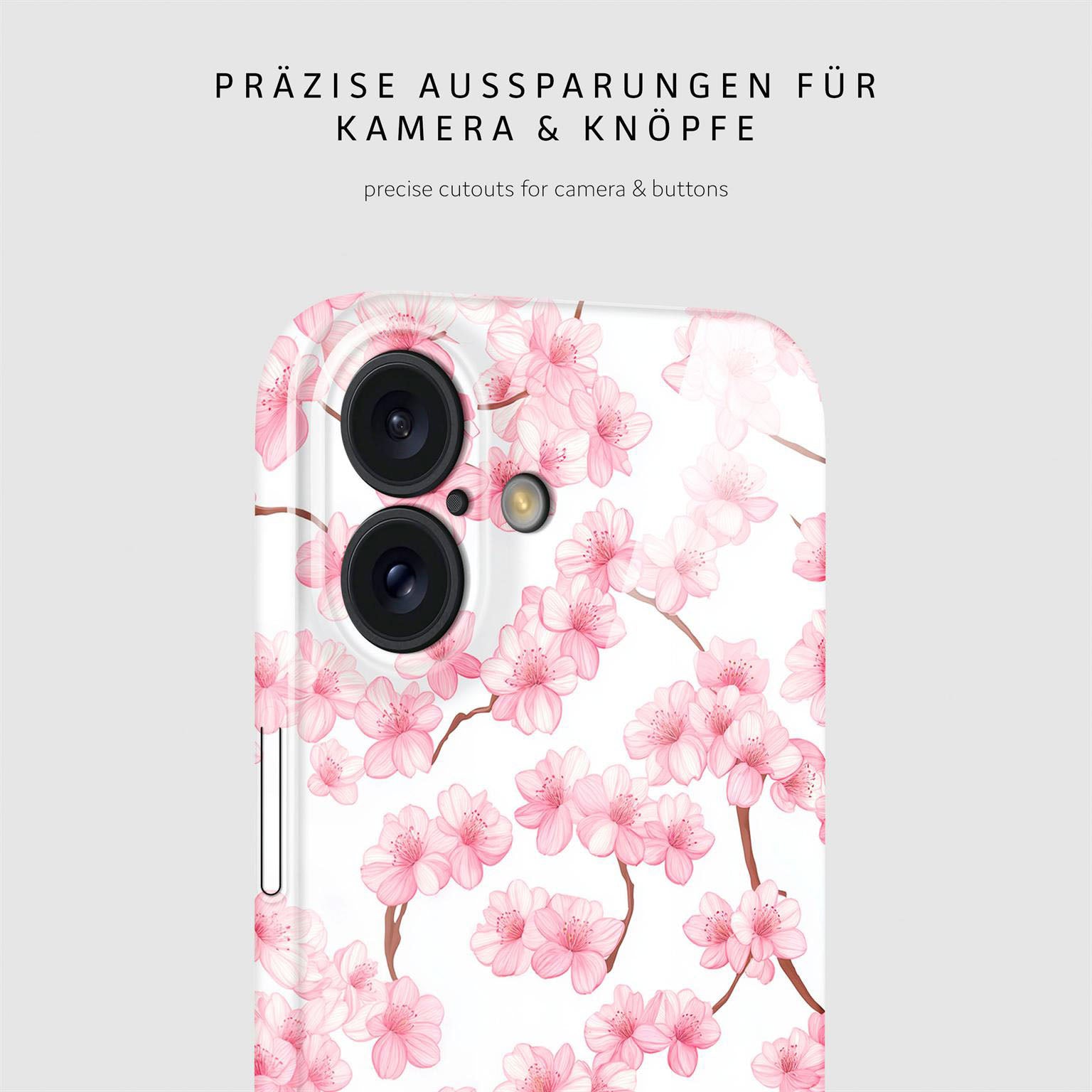 Flower Cover für iPhone 16 in der Farbe Sakura Breeze (Rosa / Pink)