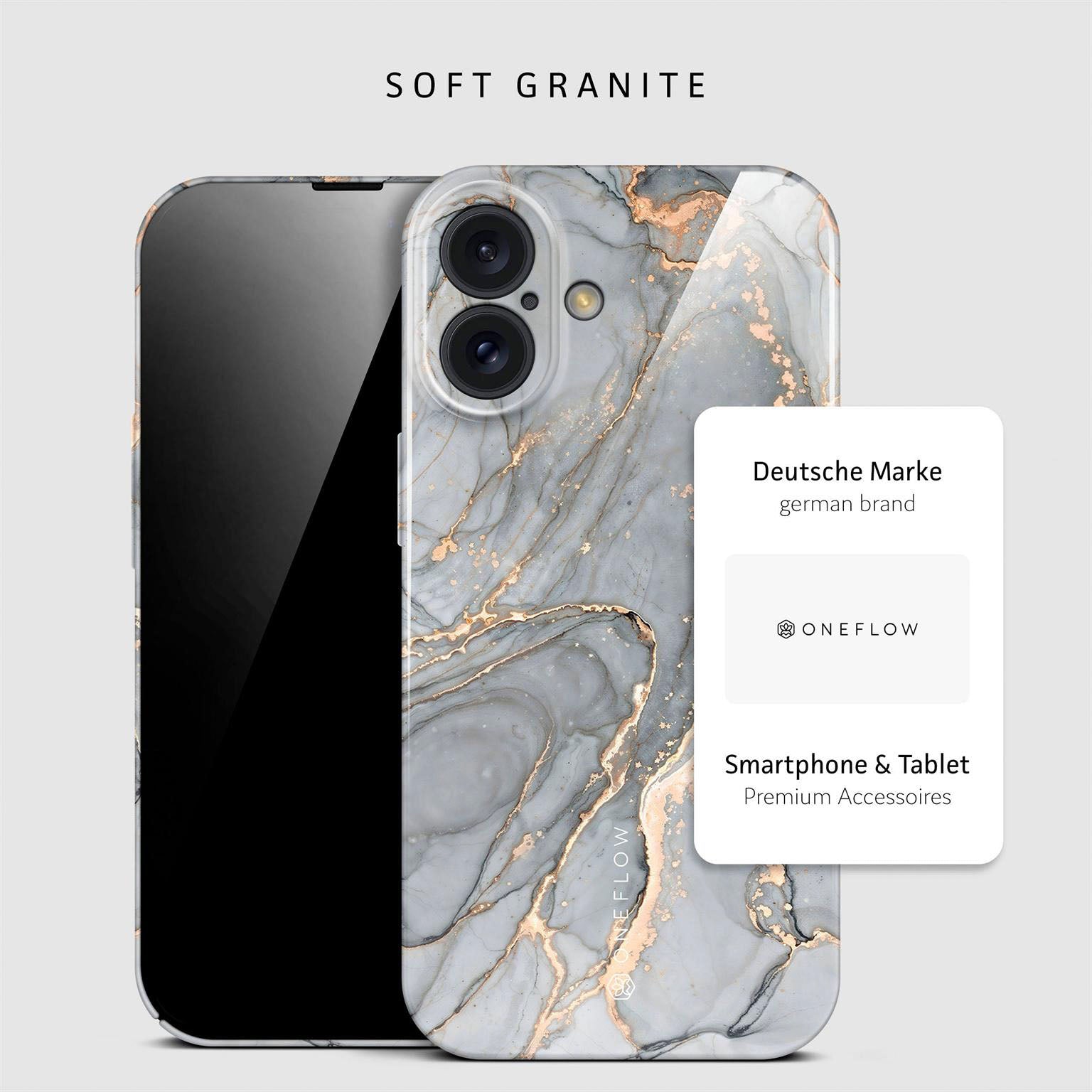Bliss Cover für iPhone 16 in der Farbe Soft Granite (Grau)