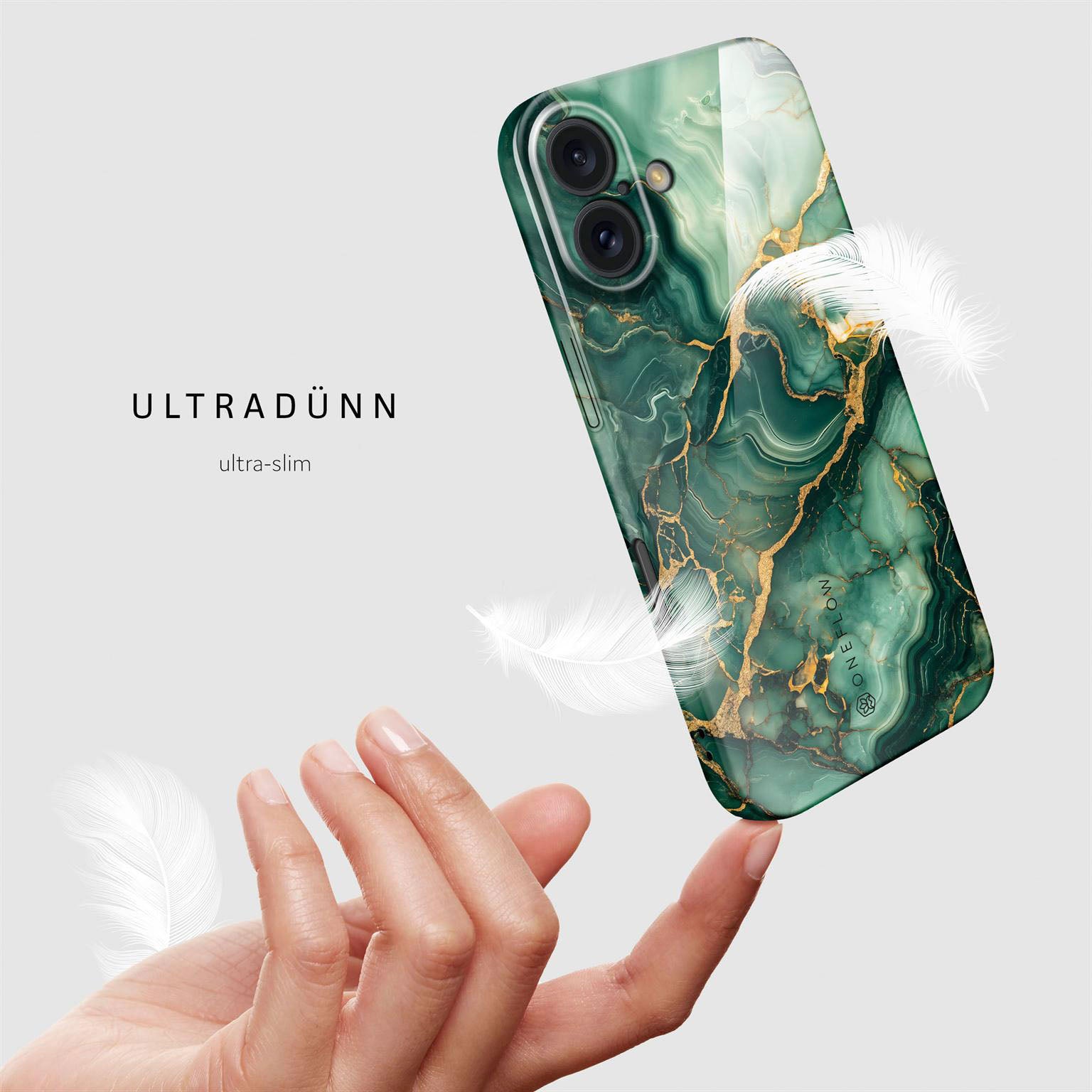 Bliss Cover für iPhone 16 in der Farbe Emerald Flow (Grün)