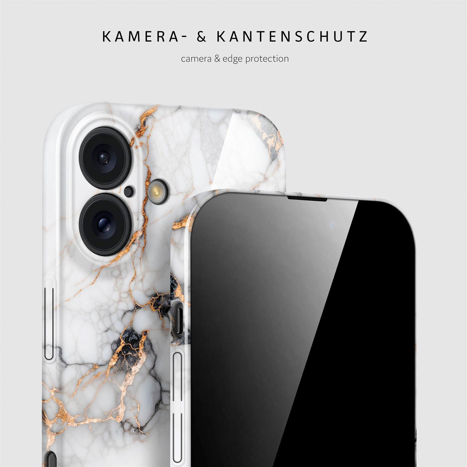 Bliss Cover für iPhone 16 in der Farbe Marble Veil (Weiß)