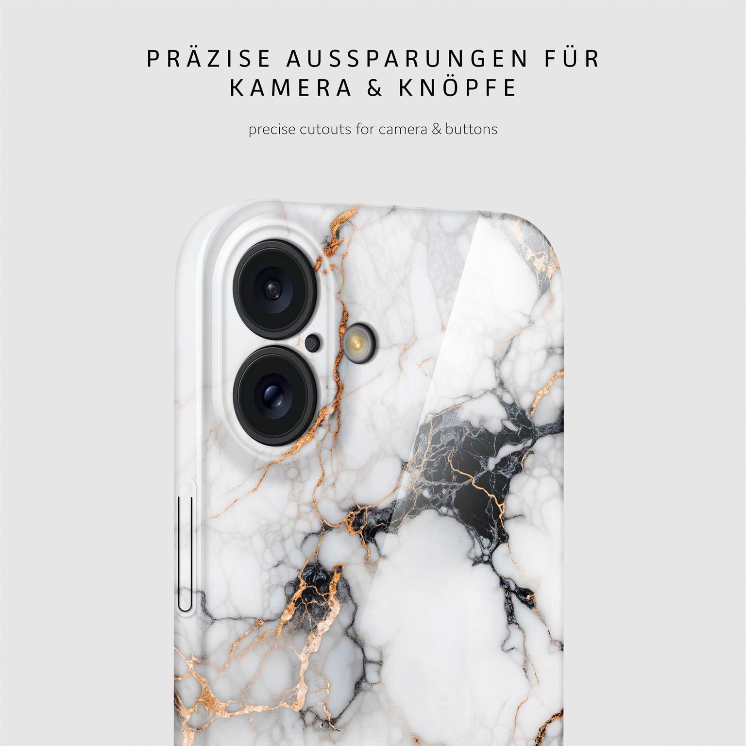 Bliss Cover für iPhone 16 in der Farbe Marble Veil (Weiß)
