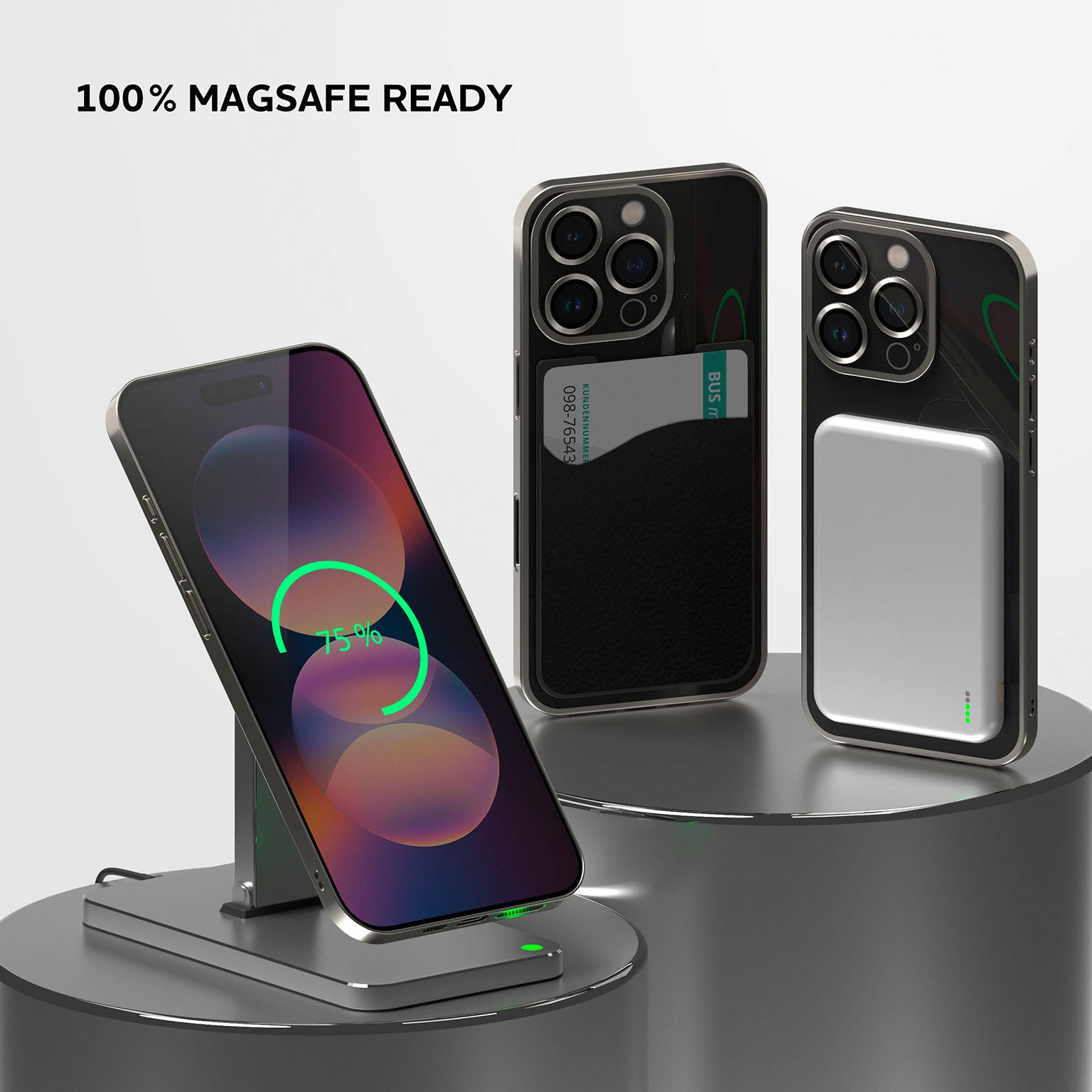 Aura Case für iPhone 16 Pro in der Farbe Titan Glow (Silber)