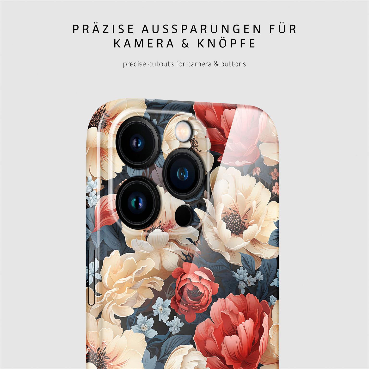 Flower Cover für iPhone 16 Pro in der Farbe Mystic Flora (Rot)
