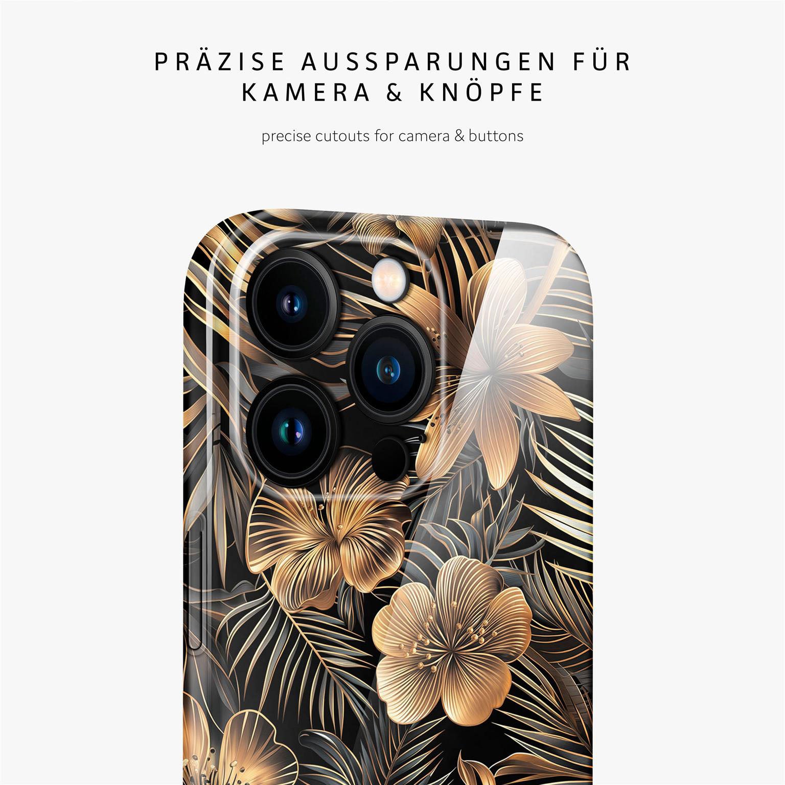 Flower Cover für iPhone 16 Pro in der Farbe Exotic Glow (Gold)