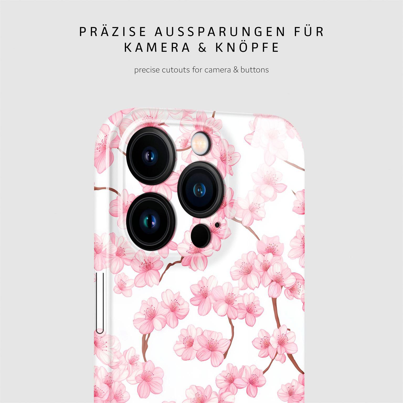 Flower Cover für iPhone 16 Pro in der Farbe Sakura Breeze (Rosa / Pink)
