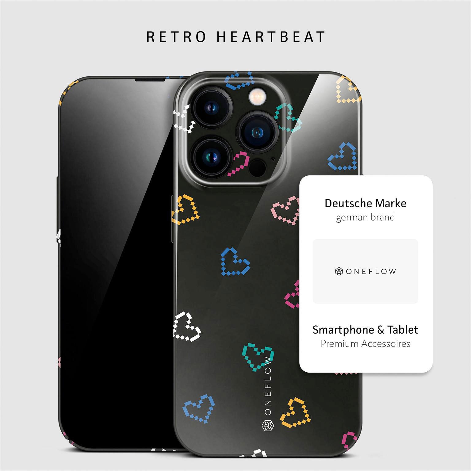 Splash Case für iPhone 16 Pro in der Farbe Retro Heartbeat (Schwarz)
